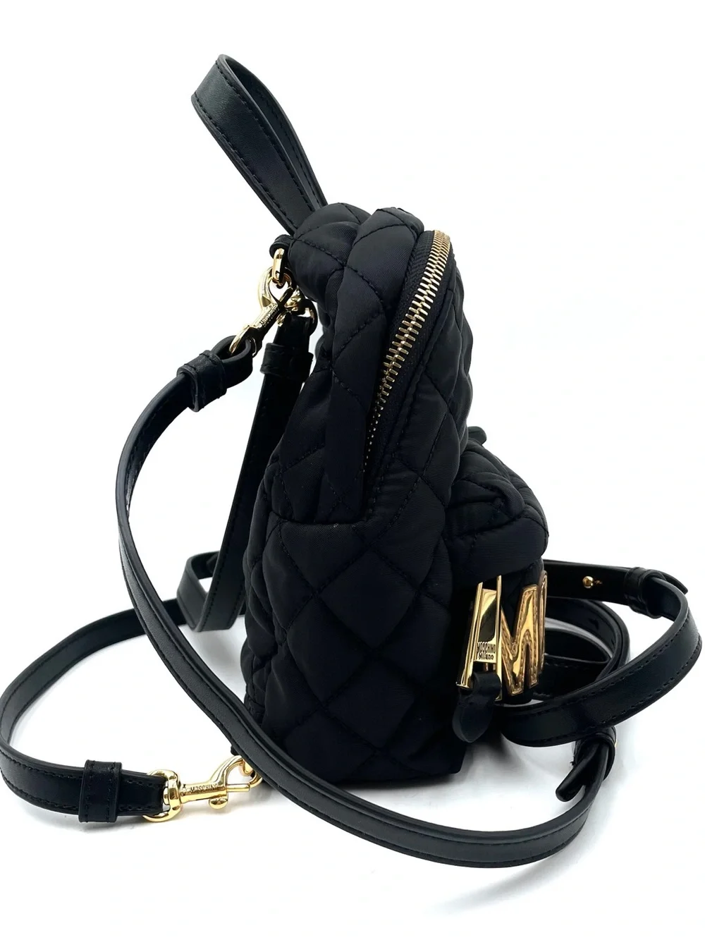 Moschino Black Mini Quilted Backpack